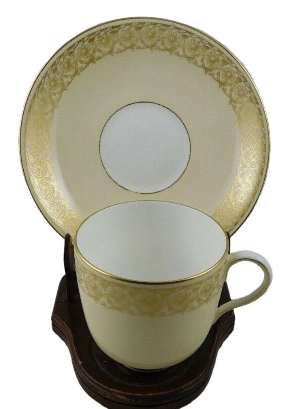 Cauldon Beige Westhead Moore Gold Bone China Demi Tea Cup Saucer Vintage